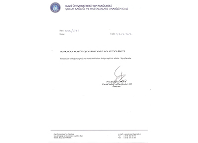 GAZİ UNIVERSITY FACULTY OF MEDICINE ACKNOWLEDGMENT LETTER